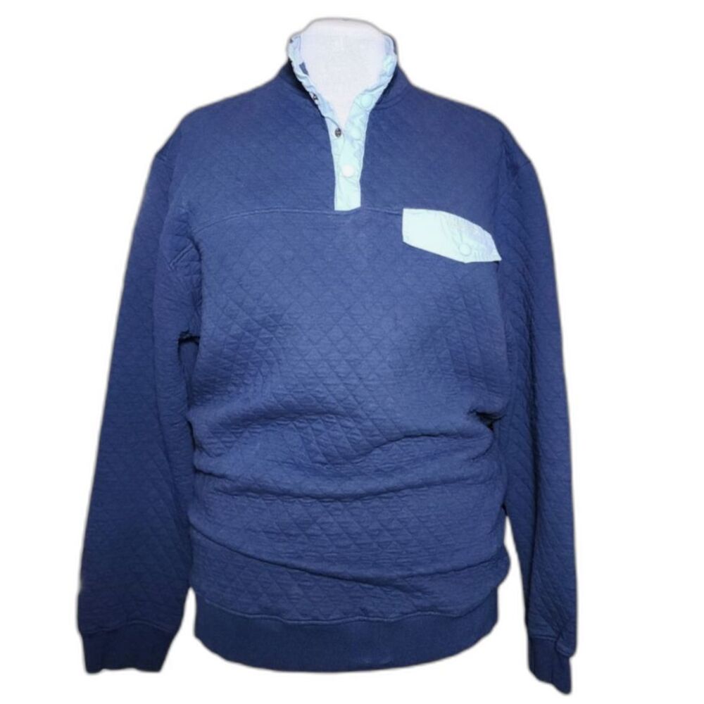 Properly Tied Women's Light Blue Trimmed Navy Quilted‎ Pullover Plus Size 3X